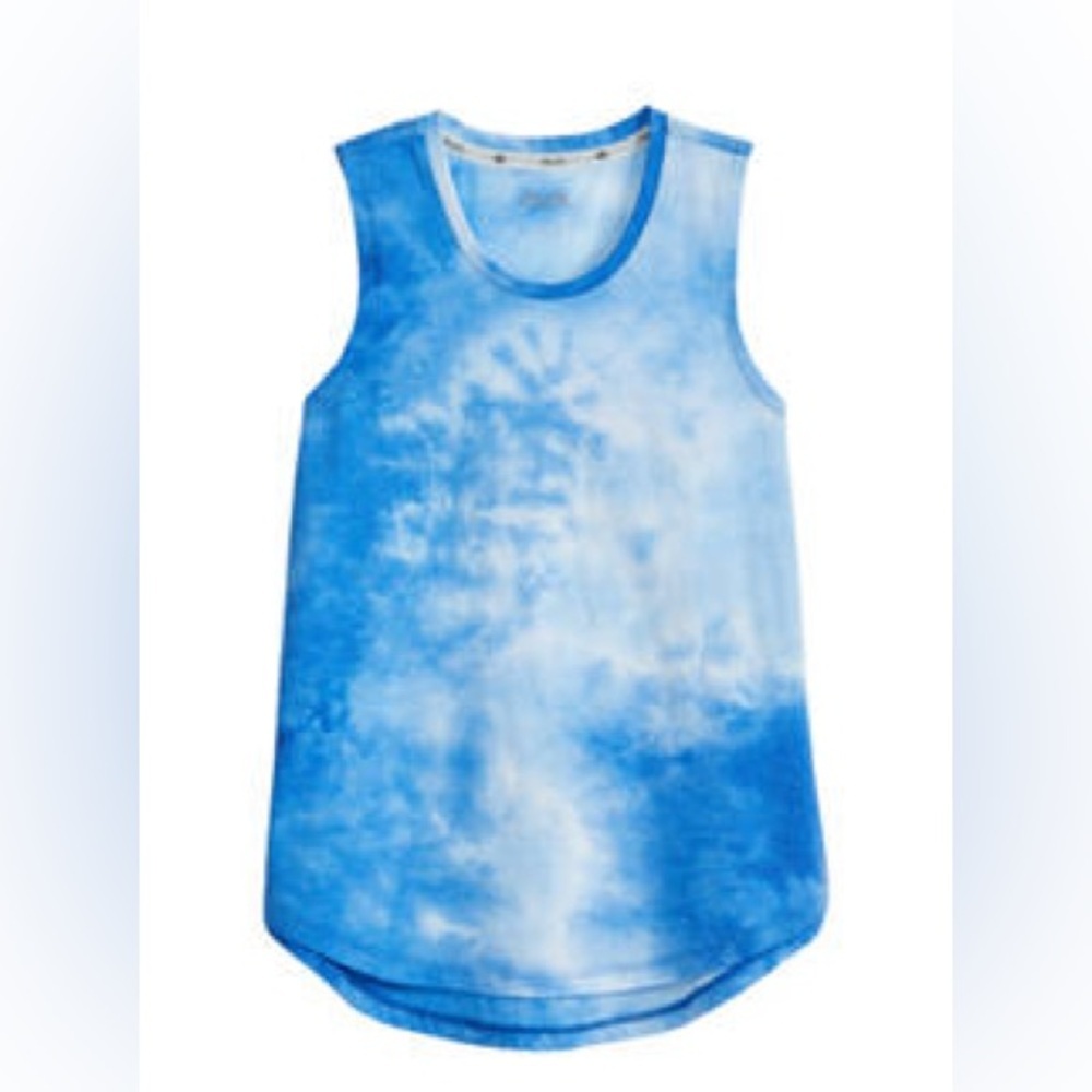 NWT Zelos Blue and white tie dye tank